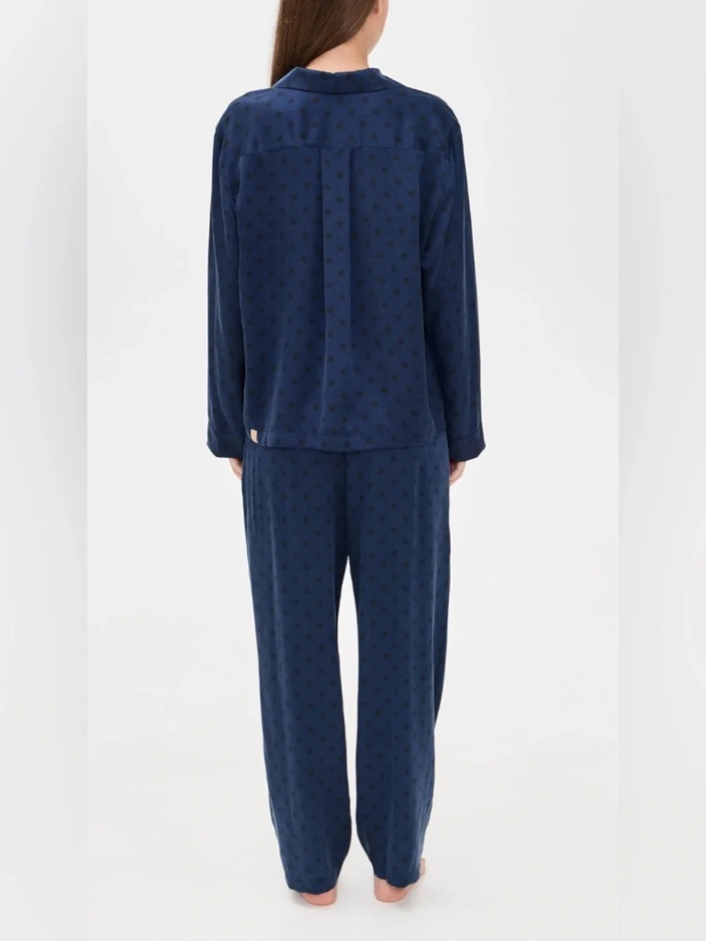 Lunya Washable Silk Long Sleeve Shirt and Pants Set Blue Eclipse